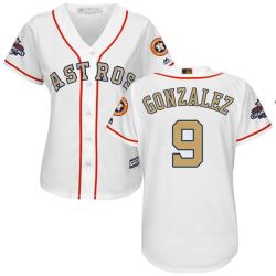 Cheap Marwin Gonzalez Astros Women Jersey From China White Gold Program for World Series Champions #9