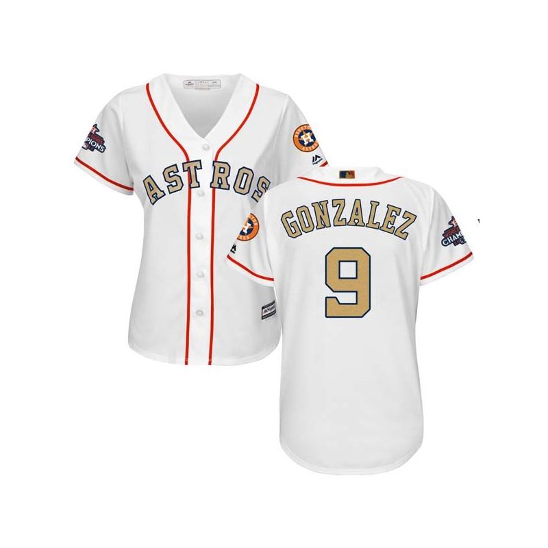 Cheap Marwin Gonzalez Astros Women Jersey From China White Gold Program for World Series Champions #9