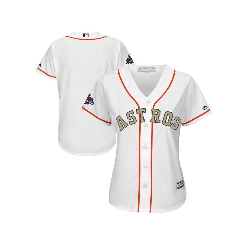 Cheap Women Houston Astros Jersey From China Blank White Gold Program for World Series Champions