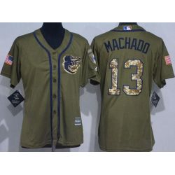 Cheap Manny Machado Orioles Women Jersey From China Olive Salute TO Service #13