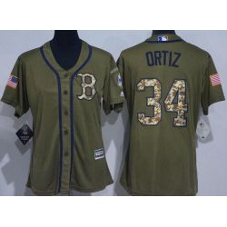 Cheap David Ortiz Red Women Jersey From China Sox Olive Salute TO Service #34