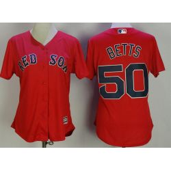 Cheap Mookie Betts Red Women Jersey From China Sox Red #50