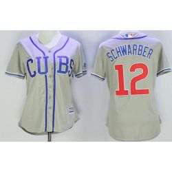 Cheap Kyle Schwarber Cubs Women Jersey From China Gray CUBS #12