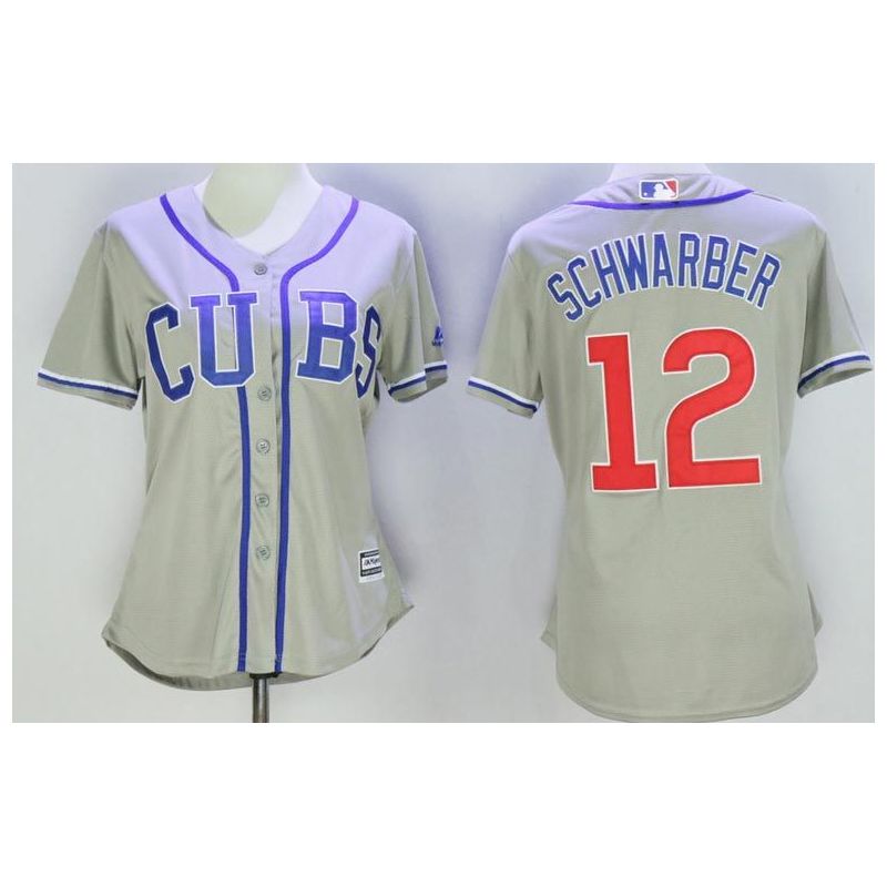 Cheap Kyle Schwarber Cubs Women Jersey From China Gray CUBS #12