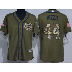 Cheap Anthony Rizzo Cubs Women Jersey From China Olive Salute TO Service #44