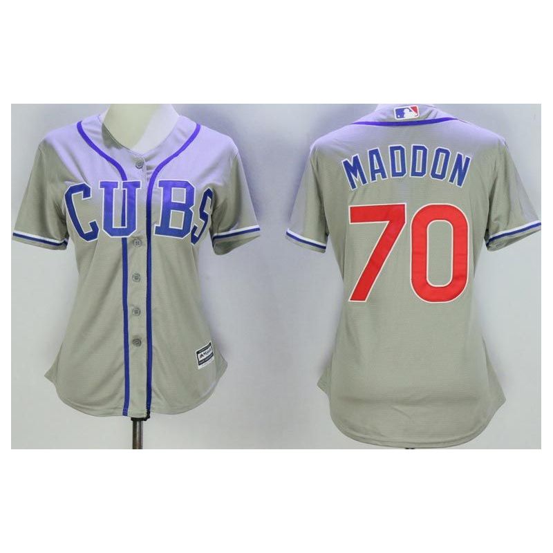 Cheap Joe Maddon Cubs Women Jersey From China Grey CUBS #70