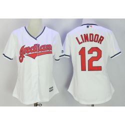 Cheap Francisco Lindor Indians Women Jersey From China White #12