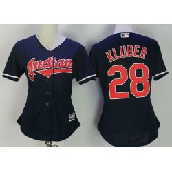 Cheap Corey Kluber Indians Women Jersey From China Blue #28