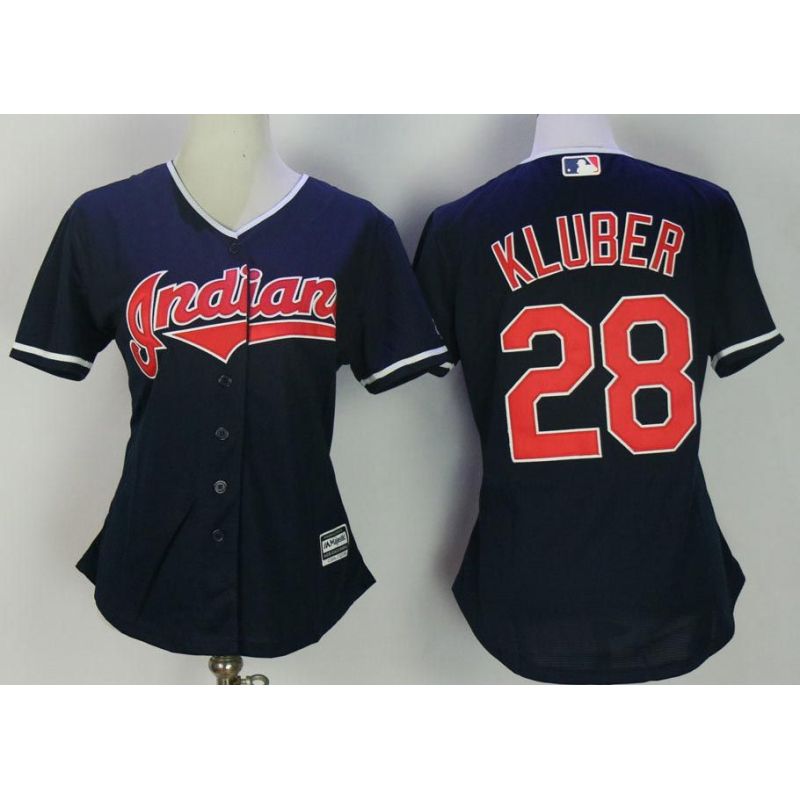 Cheap Corey Kluber Indians Women Jersey From China Blue #28