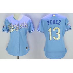 Cheap Salvador Perez Royals Women Jersey From China Light Blue 2016 champion #13