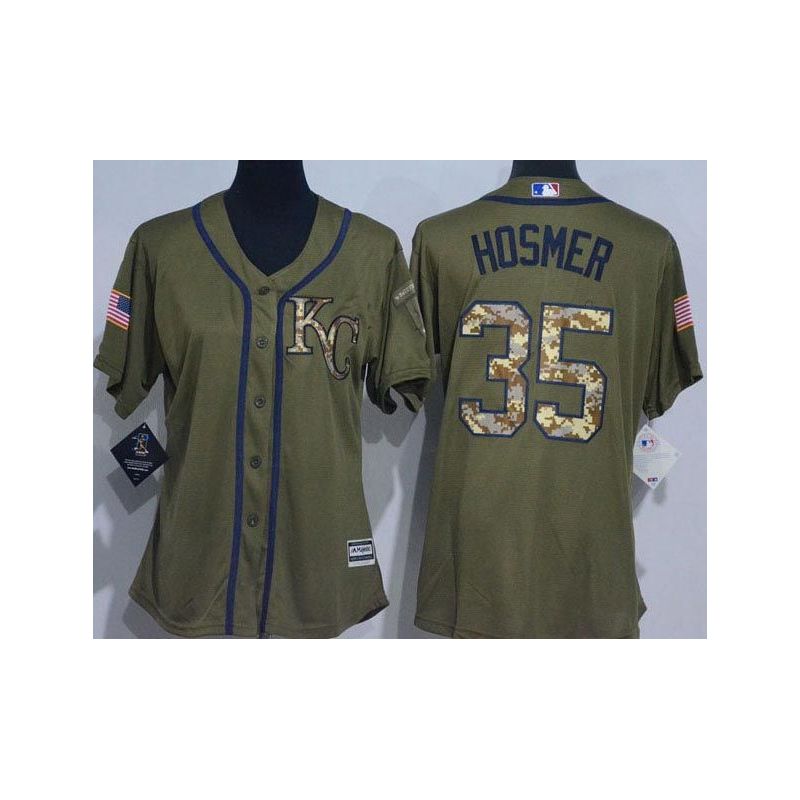 Cheap Eric Hosmer Royals Women Jersey From China Olive Salute TO Service #35