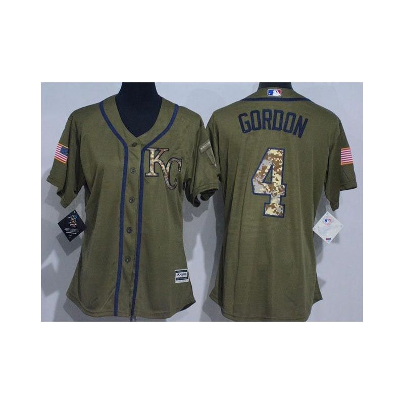 Cheap Alex Gordo Royals Women Jersey From China Olive Salute TO Service #4