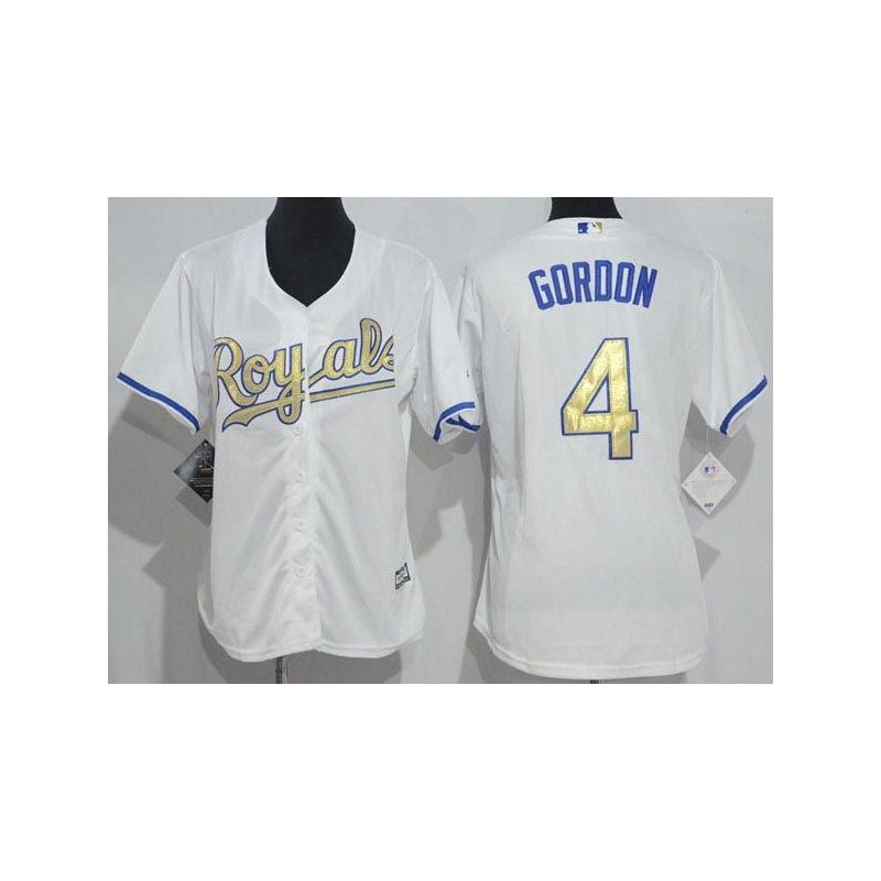 Cheap Alex Gordon Royals Women Jersey From China White 2016 champion #4