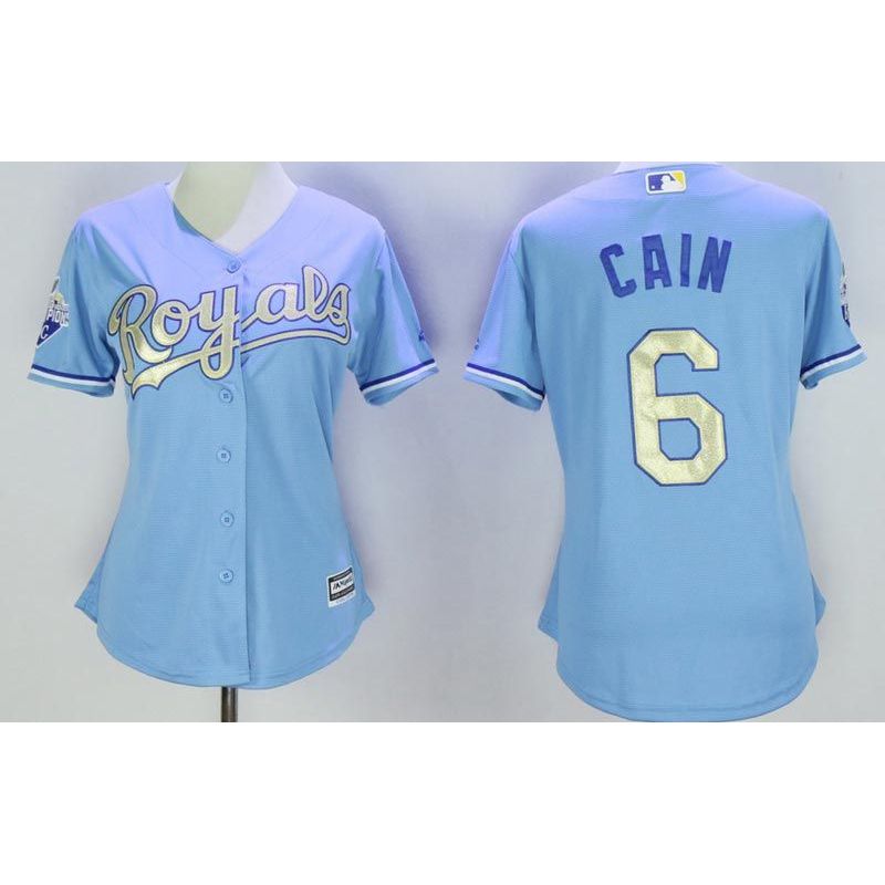 Cheap Lorenzo Cain Royals Women Jersey From China Light Blue 2016 champion #6