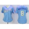 Cheap Mike Moustakas Royals Women Jersey From China Light Blue 2016 champion #8