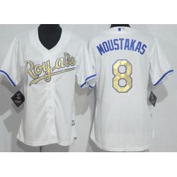 Cheap Mike Moustakas Royals Women Jersey From China White 2016 champion #8