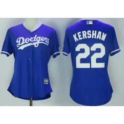 Cheap Clayton Kershaw Dodgers Women Jersey From China Blue #22