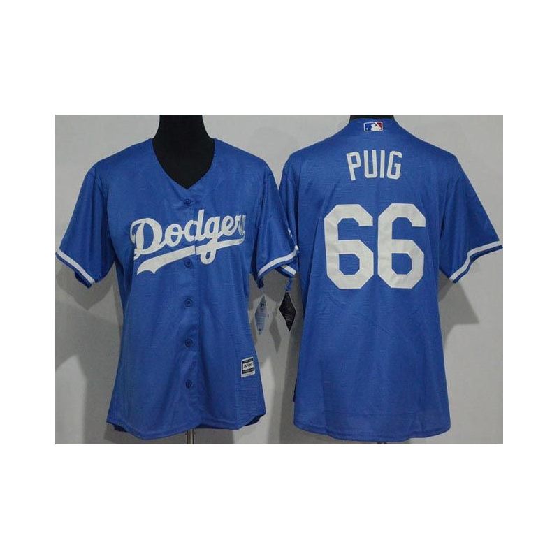 Cheap Yasiel Puig Dodgers Women Jersey From China Blue #66