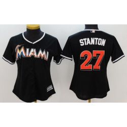 Cheap Giancarlo Stanton Marlins Women Jersey From China Black #27