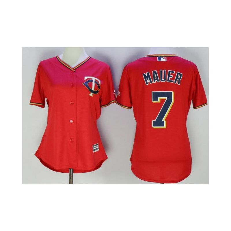 Cheap Joe Mauer Twins Women Jersey From China Red #7