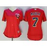 Cheap Joe Mauer Twins Women Jersey From China Red #7