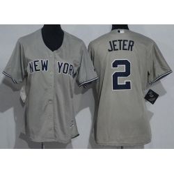 Cheap Derek Jeter Yankees Women Jersey From China Gray #2