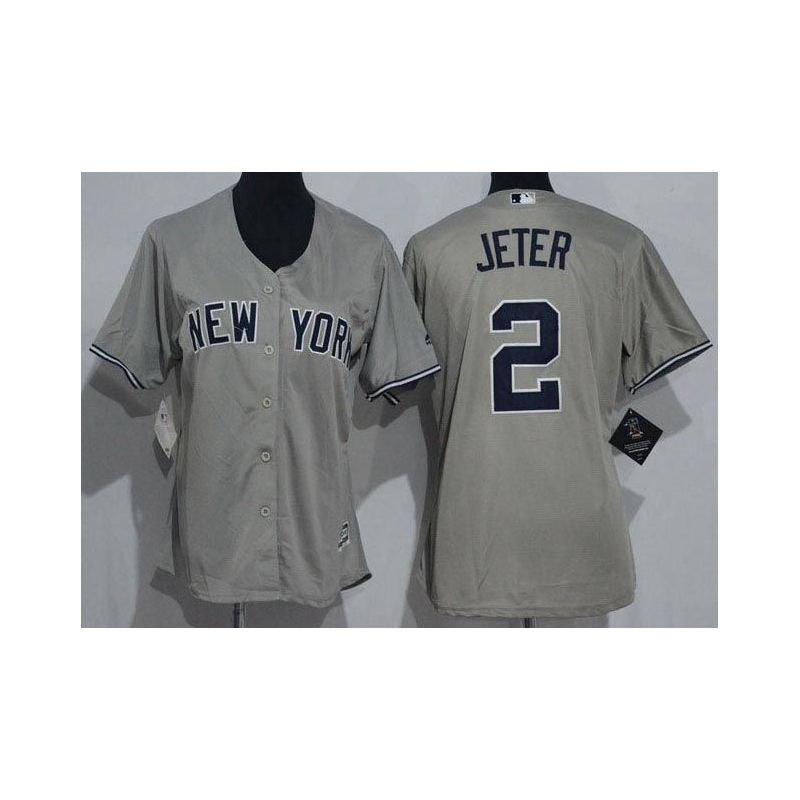 Cheap Derek Jeter Yankees Women Jersey From China Gray #2