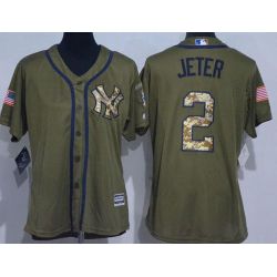 Cheap Derek Jeter Yankees Women Jersey From China Olive Salute TO Service #2