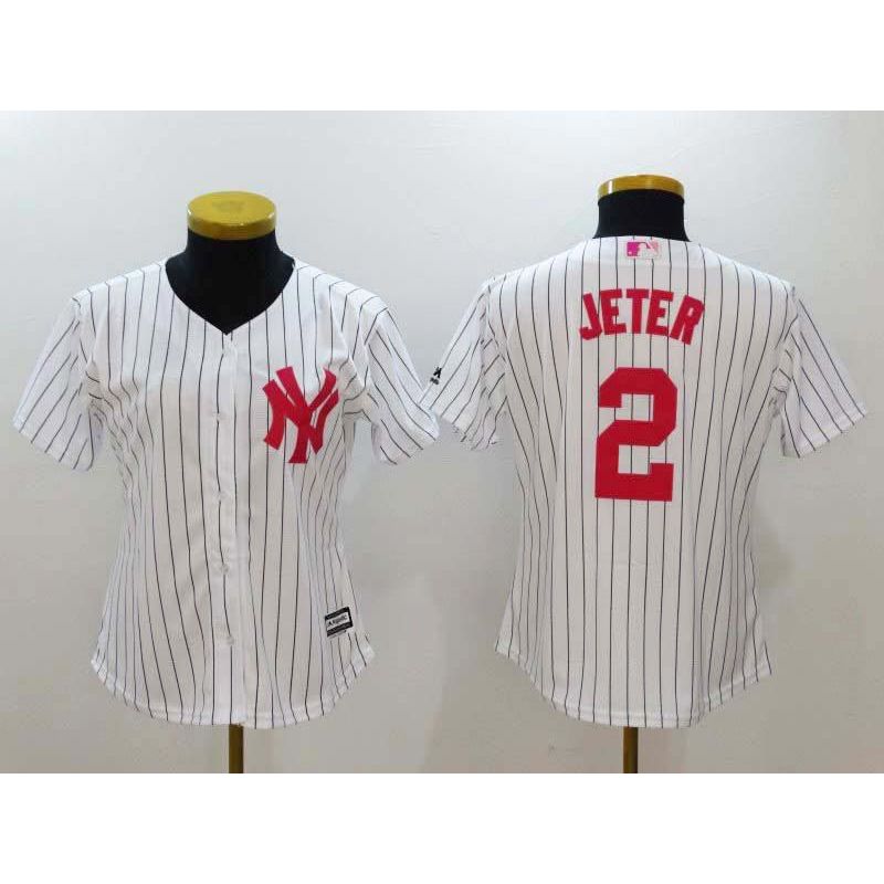 Cheap Derek Jeter Yankees Women Jersey From China White Mothers Day #2