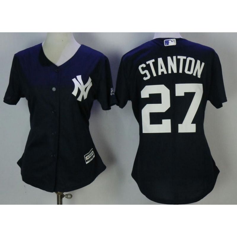 Cheap Giancarlo Stanton Yankees Women Jersey From China Blue #27