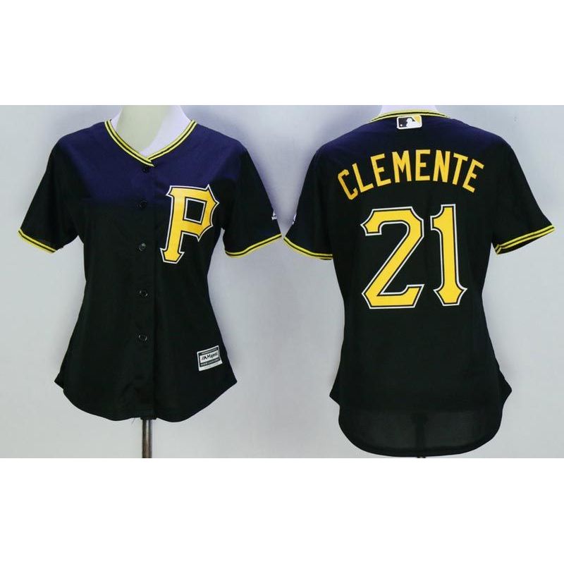 Cheap Roberto Clemente Pirates Women Jersey From China Black #21