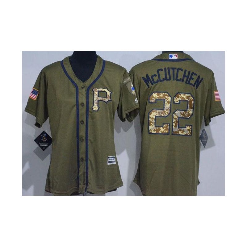 Cheap Andrew McCutchen Pirates Women Jersey From China Olive Salute TO Service #22