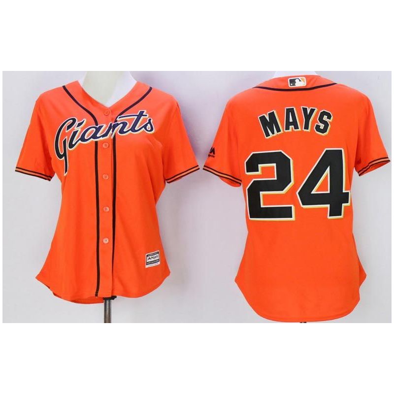 Cheap Willie Mays Giants Women Jersey From China Orange #24