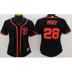 Cheap Buster Posey Giants Women Jersey From China Black SF orange lettering #28