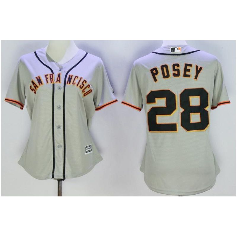 Cheap Buster Posey Giants Women Jersey From China Grey #28