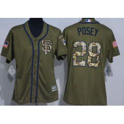 Cheap Buster Posey Giants Women Jersey From China Olive Salute TO Service #28