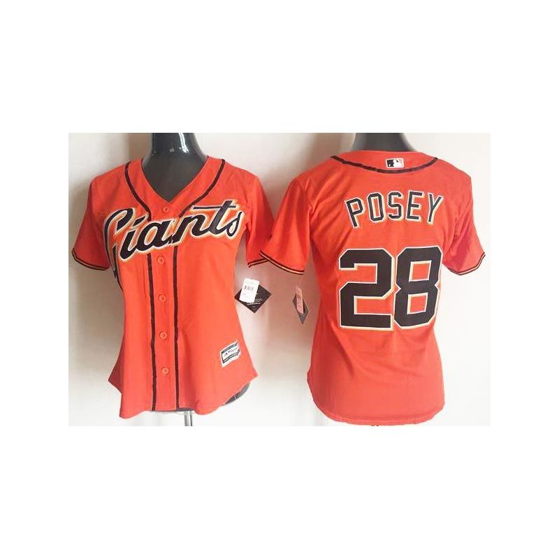 Cheap Buster Posey Giants Women Jersey From China Orange #28