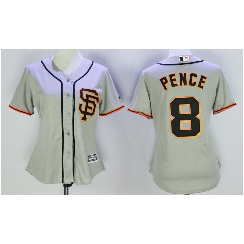 Cheap Hunter Pence Giants Women Jersey From China Gray SF #8