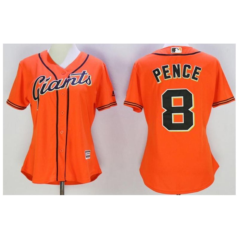 Cheap Hunter Pence Giants Women Jersey From China Orange #8