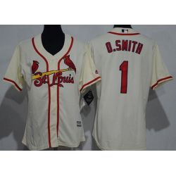 Cheap Ozzie Smith Cardinals Women Jersey From China Cream #1