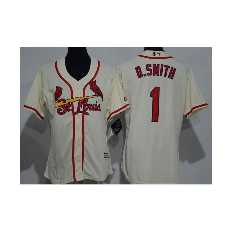 Cheap Ozzie Smith Cardinals Women Jersey From China Cream #1