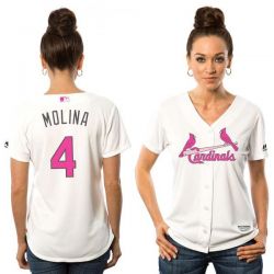 Cheap Yadier Molina Cardinals Women Jersey From China White Mothers Day #4