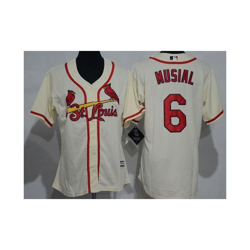 Cheap Stan Musial Cardinals Women Jersey From China Cream #6