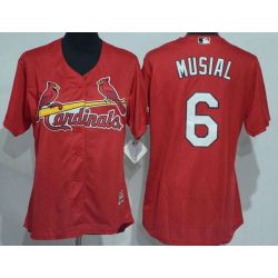 Cheap Stan Musial Cardinals Women Jersey From China Red #6