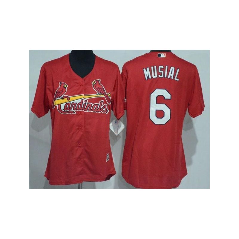 Cheap Stan Musial Cardinals Women Jersey From China Red #6