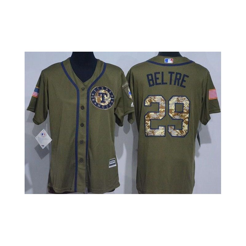 Cheap Adrian Beltre Rangers Women Jersey From China Olive Salute TO Service #29
