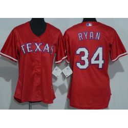Cheap Nolan Ryan Rangers Women Jersey From China Red #34