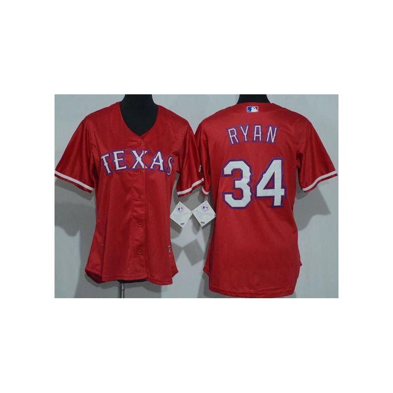 Cheap Nolan Ryan Rangers Women Jersey From China Red #34