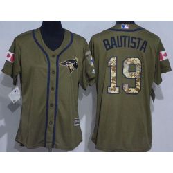 Cheap Jose Bautista Blue Women Jersey From China Jays Olive Salute TO Service #19