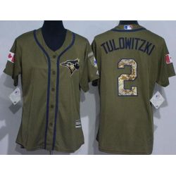 Cheap Troy Tulowitzki Blue Women Jersey From China Jays Olive Salute TO Service #2